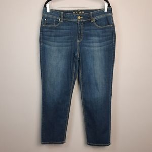 Chico's Platinum Dark Wash Midrise Ankle Length Jeans size 10